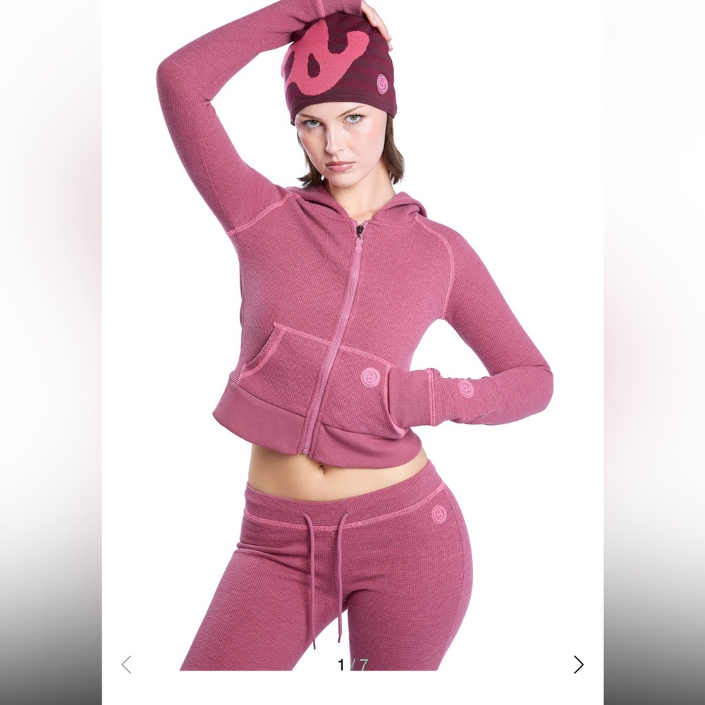 Body by raven waffle knit set magenta